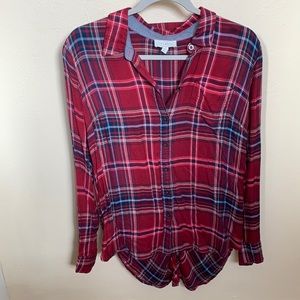LUCKY BRAND SIZE M FLANNEL SHIRT/DRESS RED